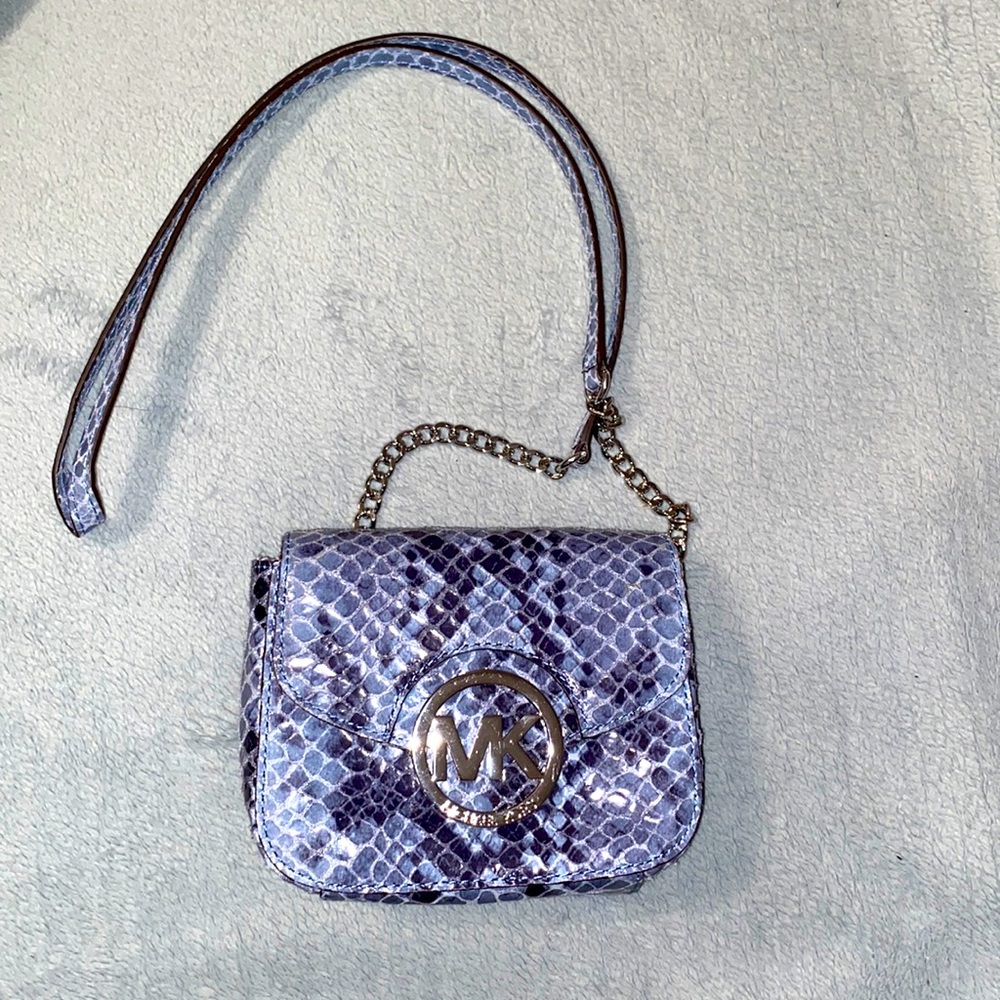 Michael Kors Fulton Blue Python Print Leather Cro… - image 1